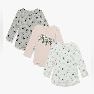 Amazon Essentials Kids' 3-Pack Long-Sleeve Tees - Gray, Pink, White